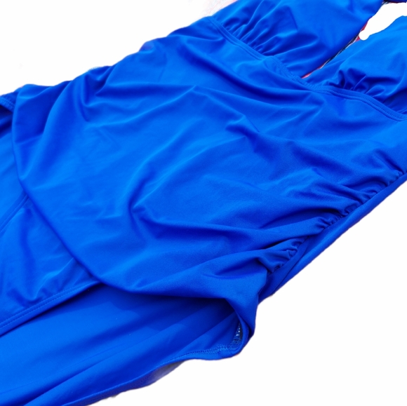 Blue Halter One Piece Bathing Suit - Picture 2 of 7